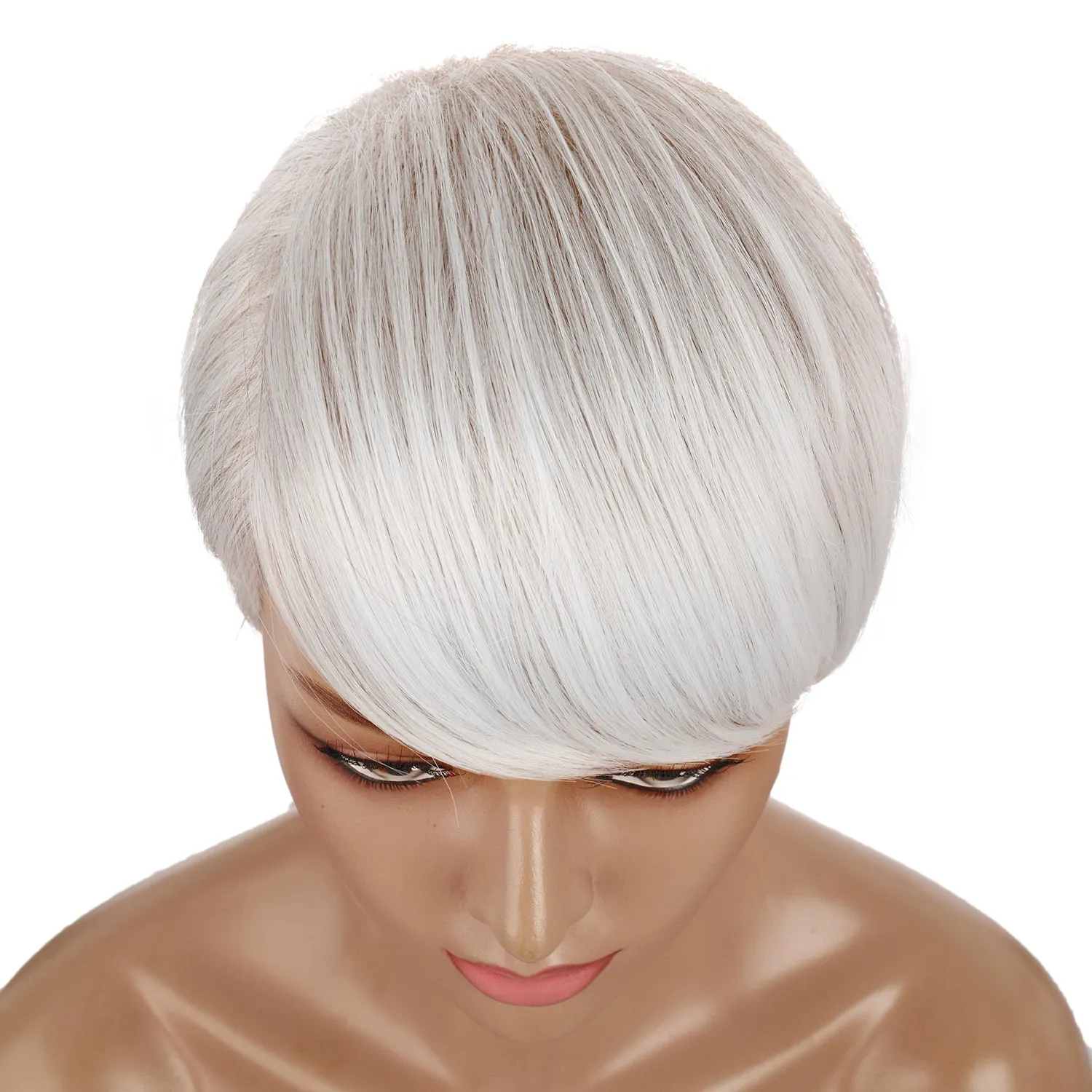 Trianna | Silver Short Pixie Cut Wavy Synthetic Hair Wig with Bangs
