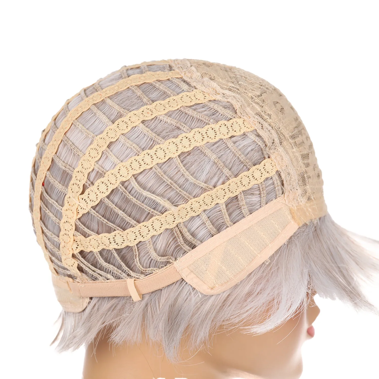 Trianna | Silver Short Pixie Cut Wavy Synthetic Hair Wig with Bangs