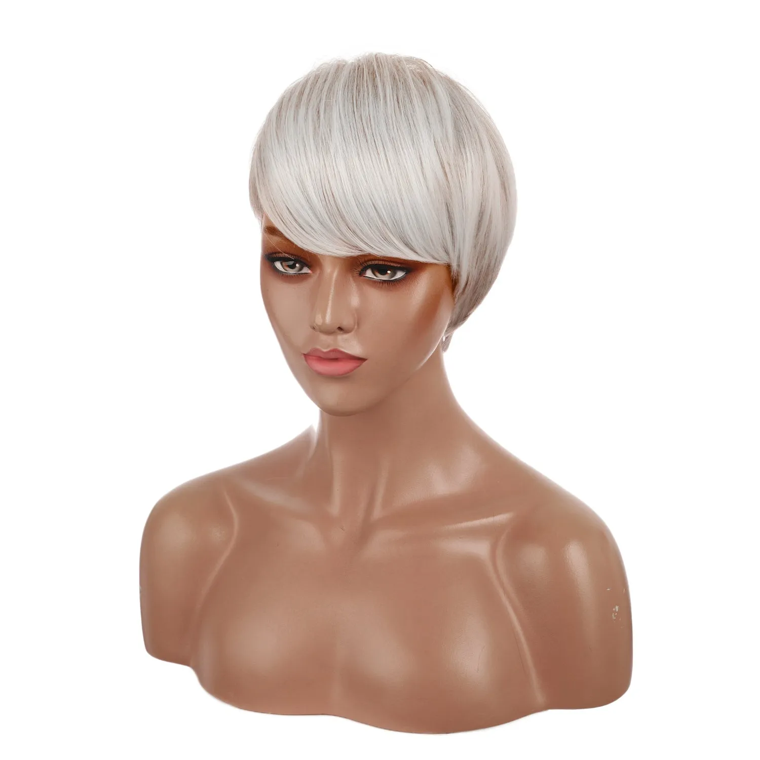 Trianna | Silver Short Pixie Cut Wavy Synthetic Hair Wig with Bangs