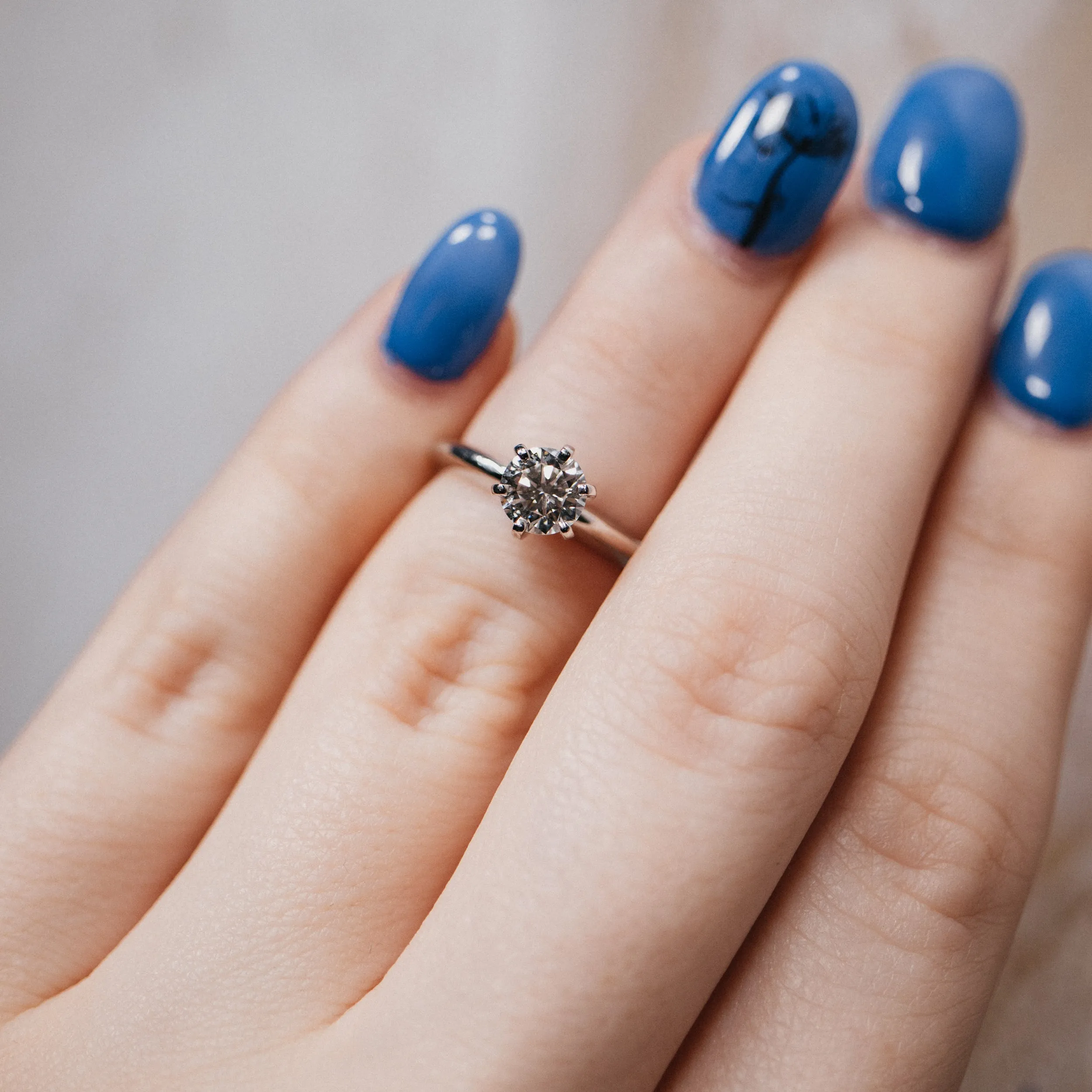 Triple VG Certified Solitaire White Gold Diamond Ring