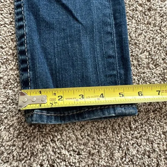 True Religion medium wash distressed skinny low-rise jeans size 27