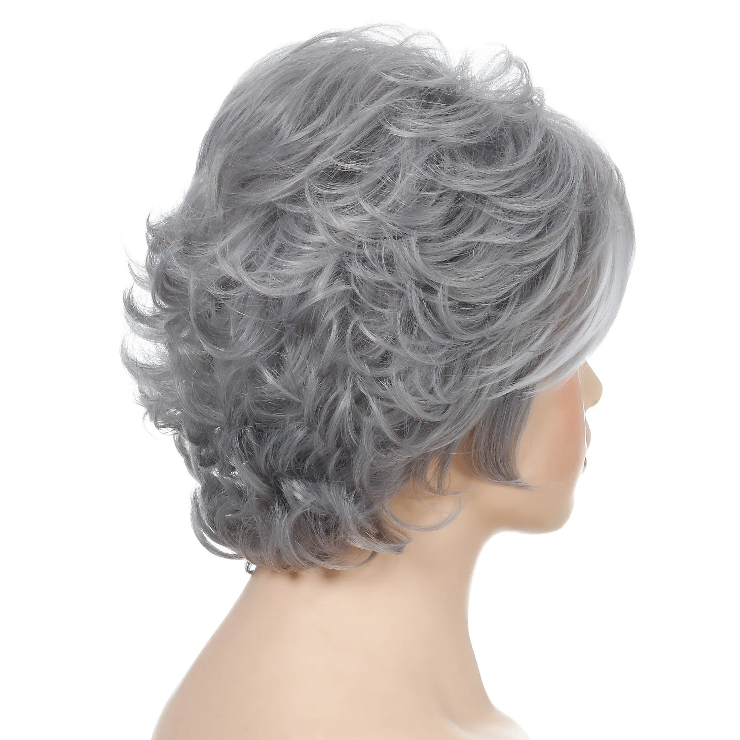 Tuesday | Grey Short Pixie Cut Wavy Synthetic Hair Wig With Bangs