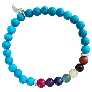 Turquoise Lava Rock & Gemstone Chakra Bracelet