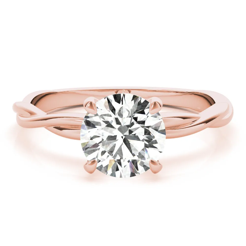 Twisted Vine Round Diamond Solitaire Engagement Ring