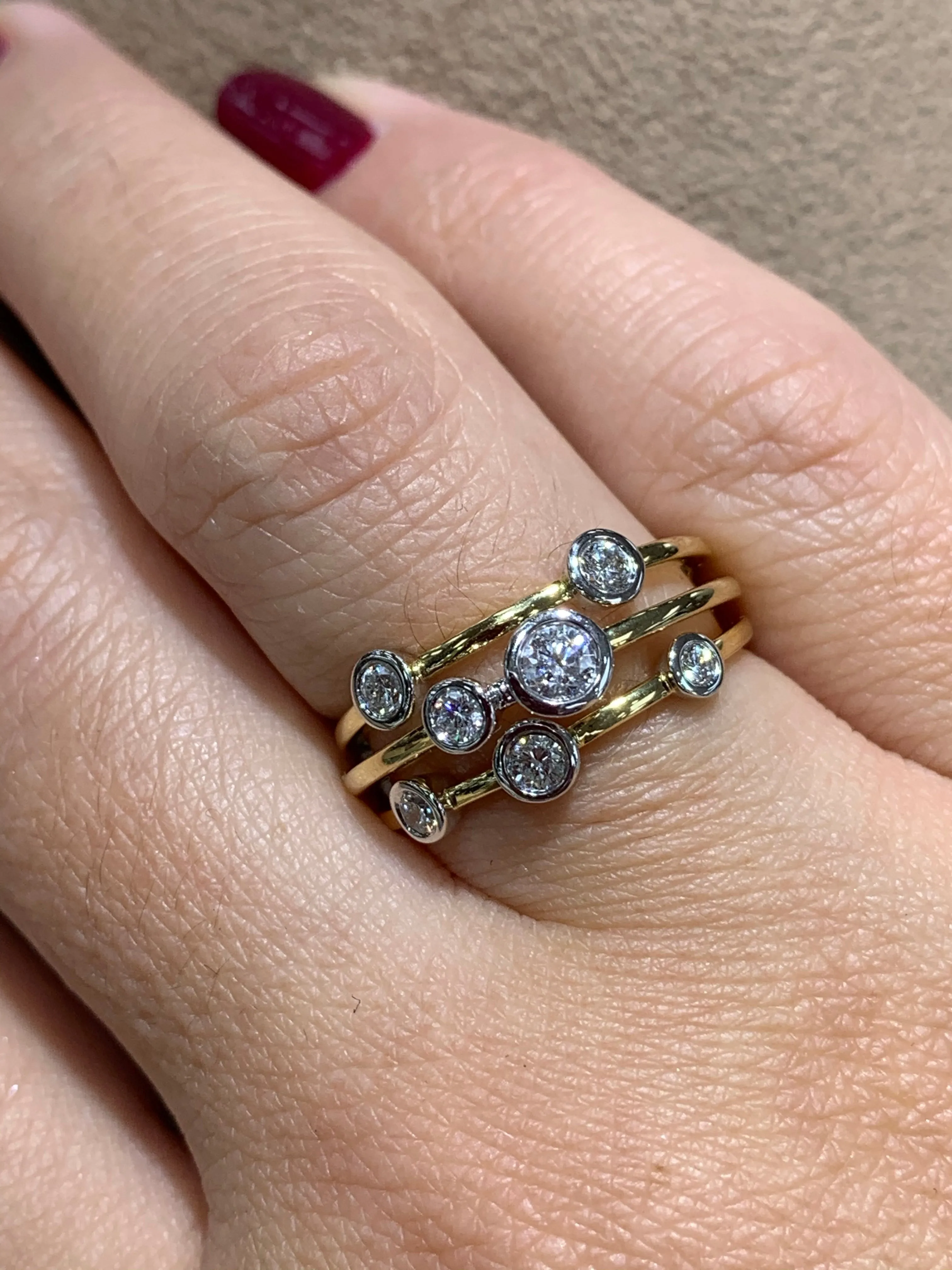 Two Tone Gold & Diamond  Bezel-set Designer Ring