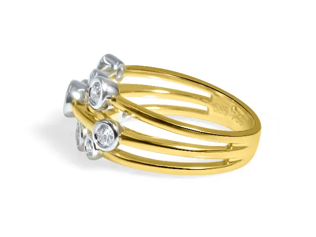 Two Tone Gold & Diamond  Bezel-set Designer Ring