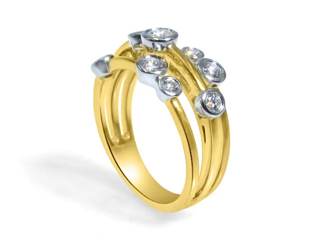 Two Tone Gold & Diamond  Bezel-set Designer Ring