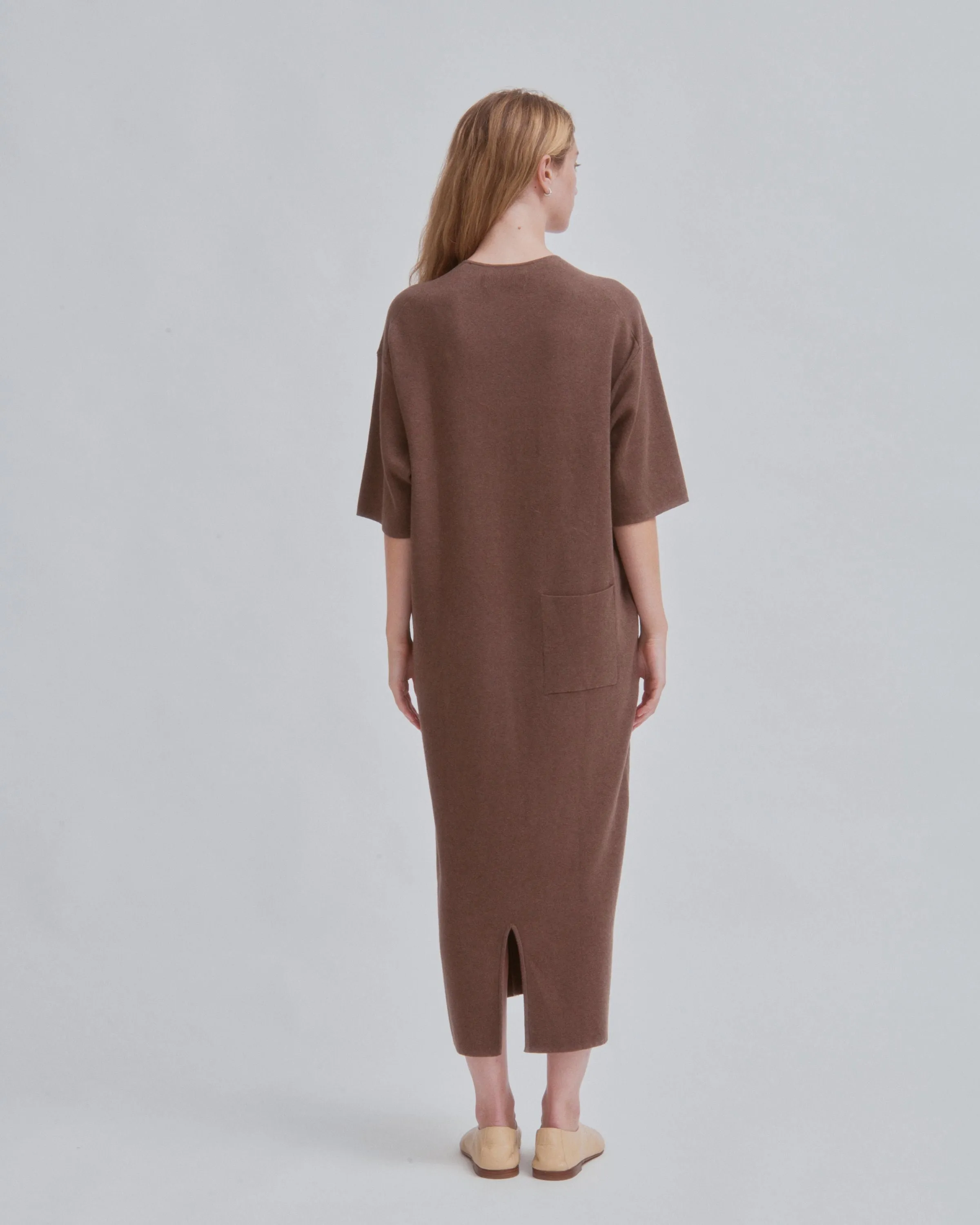 U-Neck Knit Dress in Wood