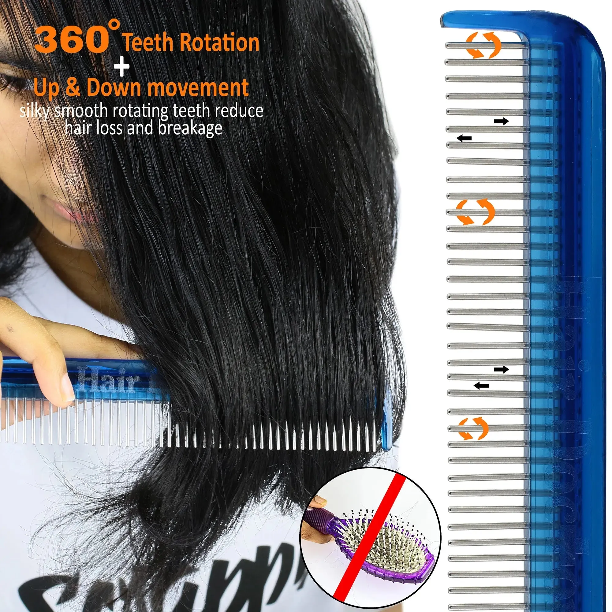 Vanity Comb with Rotating Stainless-Steel Teeth- Customer Favorite!