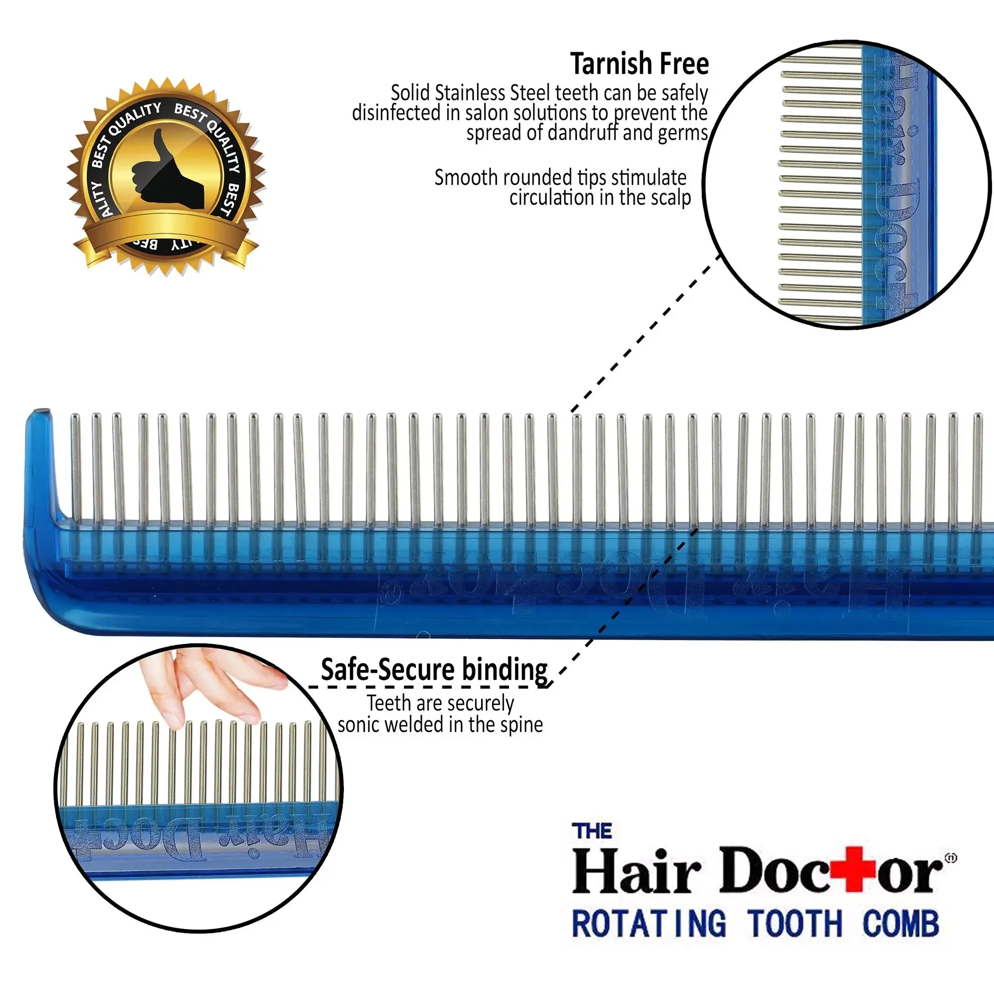 Vanity Comb with Rotating Stainless-Steel Teeth- Customer Favorite!
