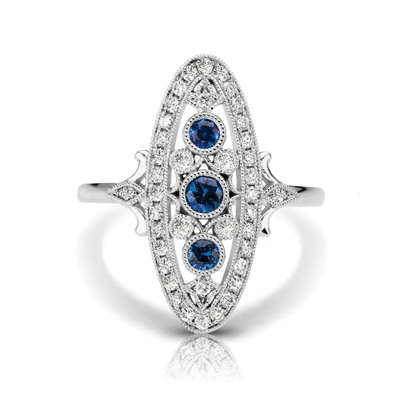 Vintage Inspired 0.35 ct. Natural Blue Sapphire Ring