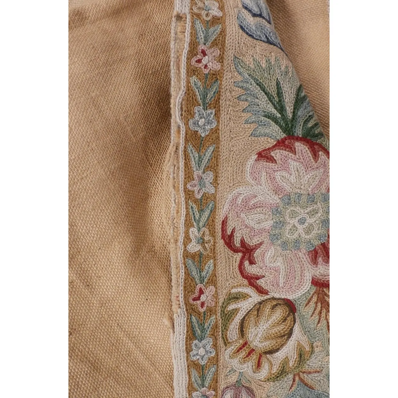 Vintage Wool Rug Hand  Made Floral 44"X83" Suffering Moses Srinagar Kashmir 1959