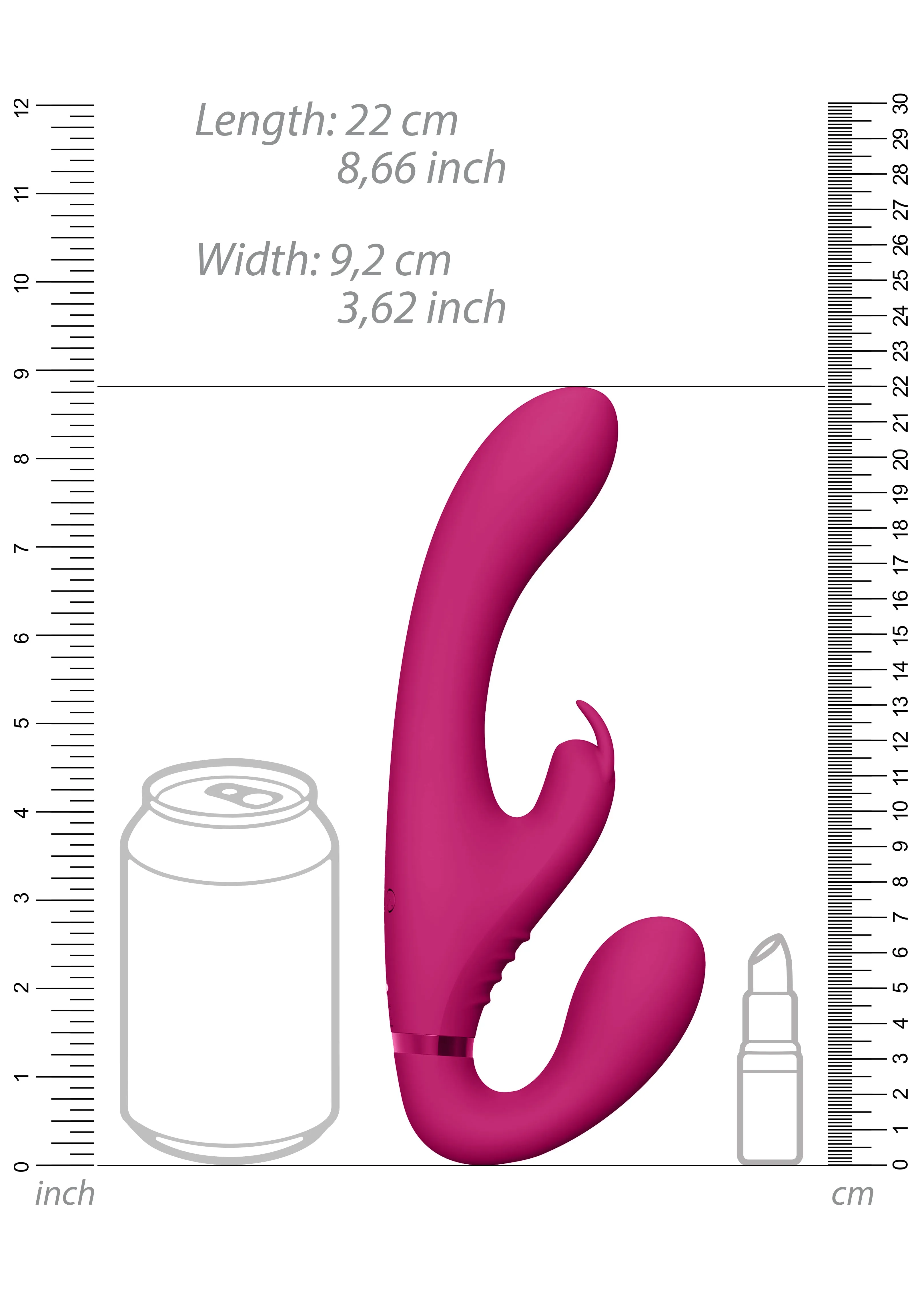 VIVE SUKI Rechargeable Triple Motor Pulse-Wave Vibrating Silicone Strapless Strap-On