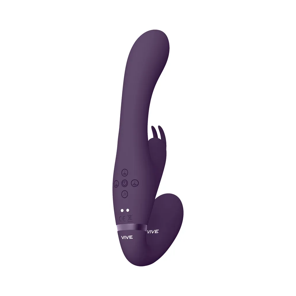 VIVE SUKI Rechargeable Triple Motor Pulse-Wave Vibrating Silicone Strapless Strap-On