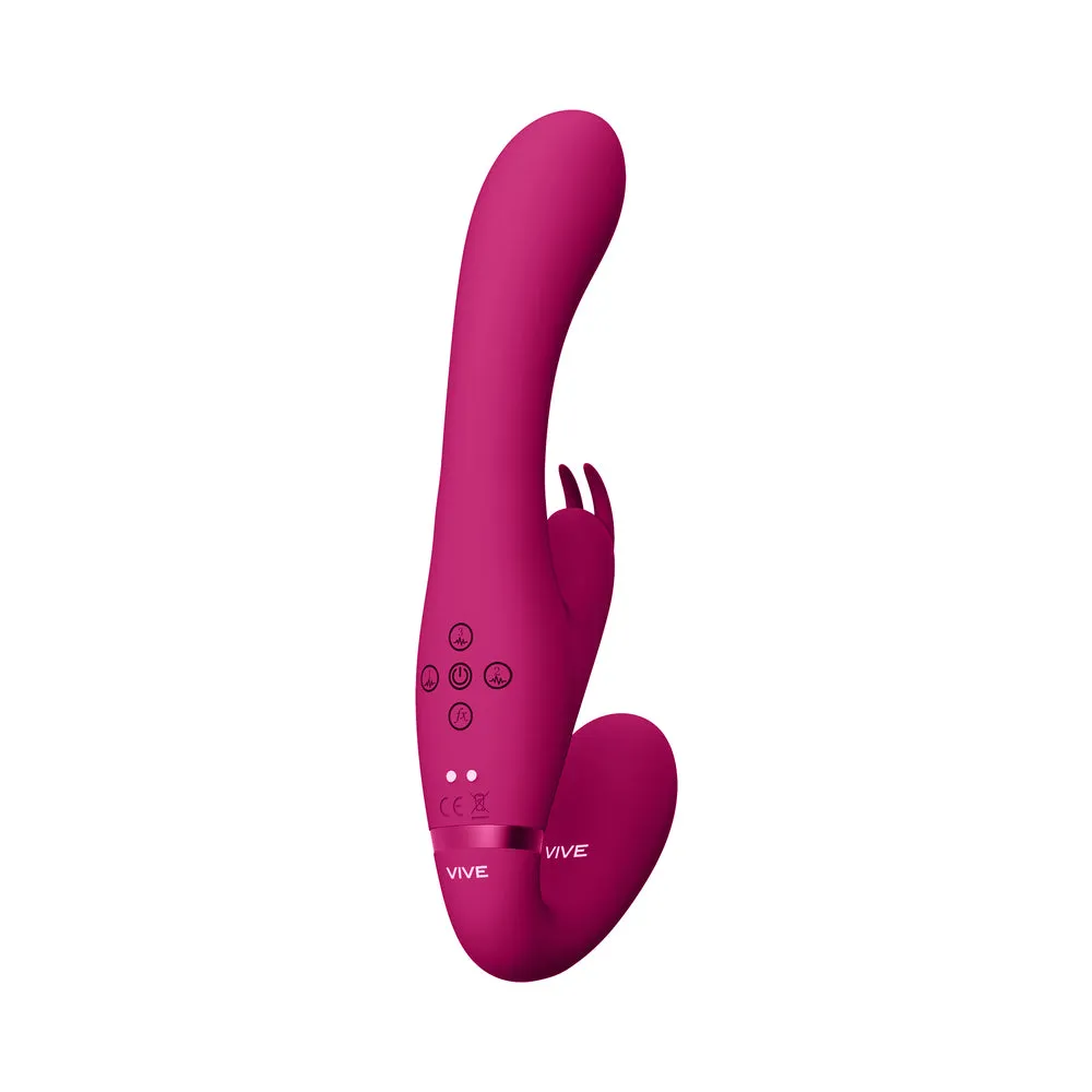 VIVE SUKI Rechargeable Triple Motor Pulse-Wave Vibrating Silicone Strapless Strap-On