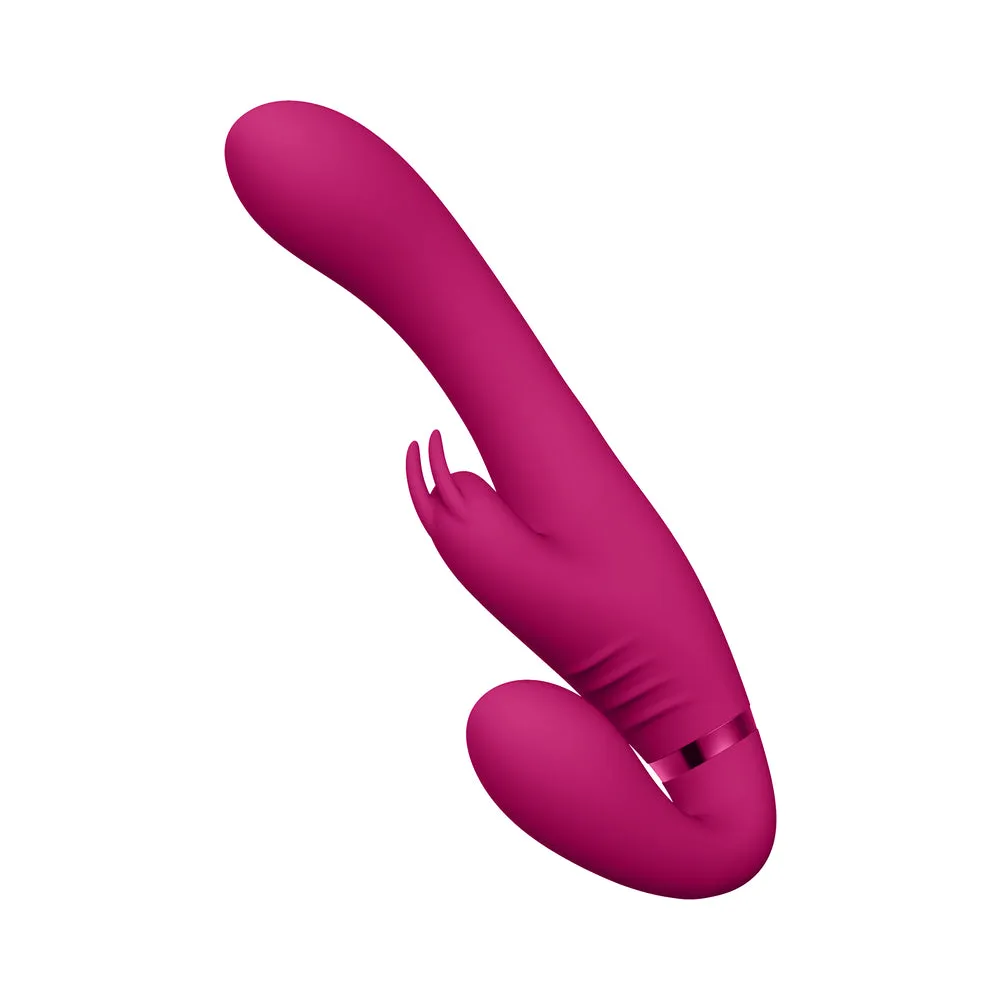 VIVE SUKI Rechargeable Triple Motor Pulse-Wave Vibrating Silicone Strapless Strap-On