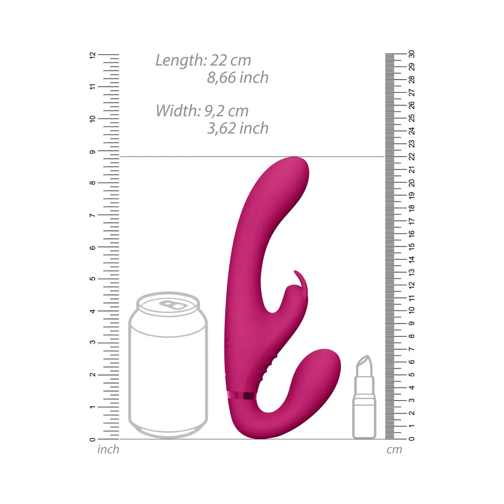 VIVE SUKI Rechargeable Triple Motor Pulse-Wave Vibrating Silicone Strapless Strap-On