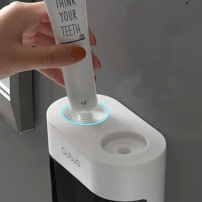 Wall Mountable Automatic Toothpaste Squeezer Toothpaste Dispenser Magnetic Toothbrush Holder Toothpaste Rack Bathroom Accessories