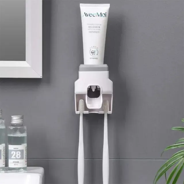 Wall Mountable Automatic Toothpaste Squeezer Toothpaste Dispenser Magnetic Toothbrush Holder Toothpaste Rack Bathroom Accessories