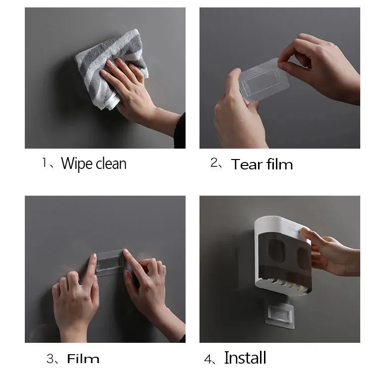 Wall Mountable Automatic Toothpaste Squeezer Toothpaste Dispenser Magnetic Toothbrush Holder Toothpaste Rack Bathroom Accessories