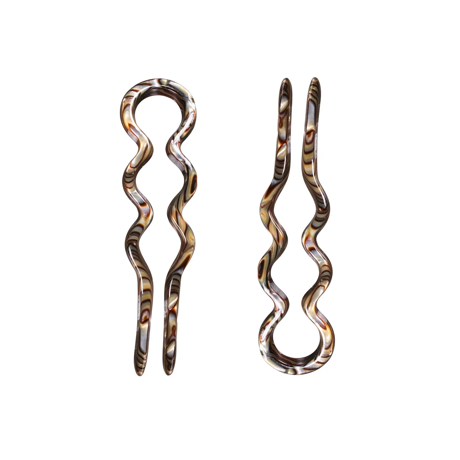 Wiggly Large Onyx Hair Pin Set