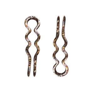 Wiggly Large Onyx Hair Pin Set