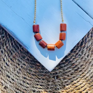 Wood and Gold Necklace