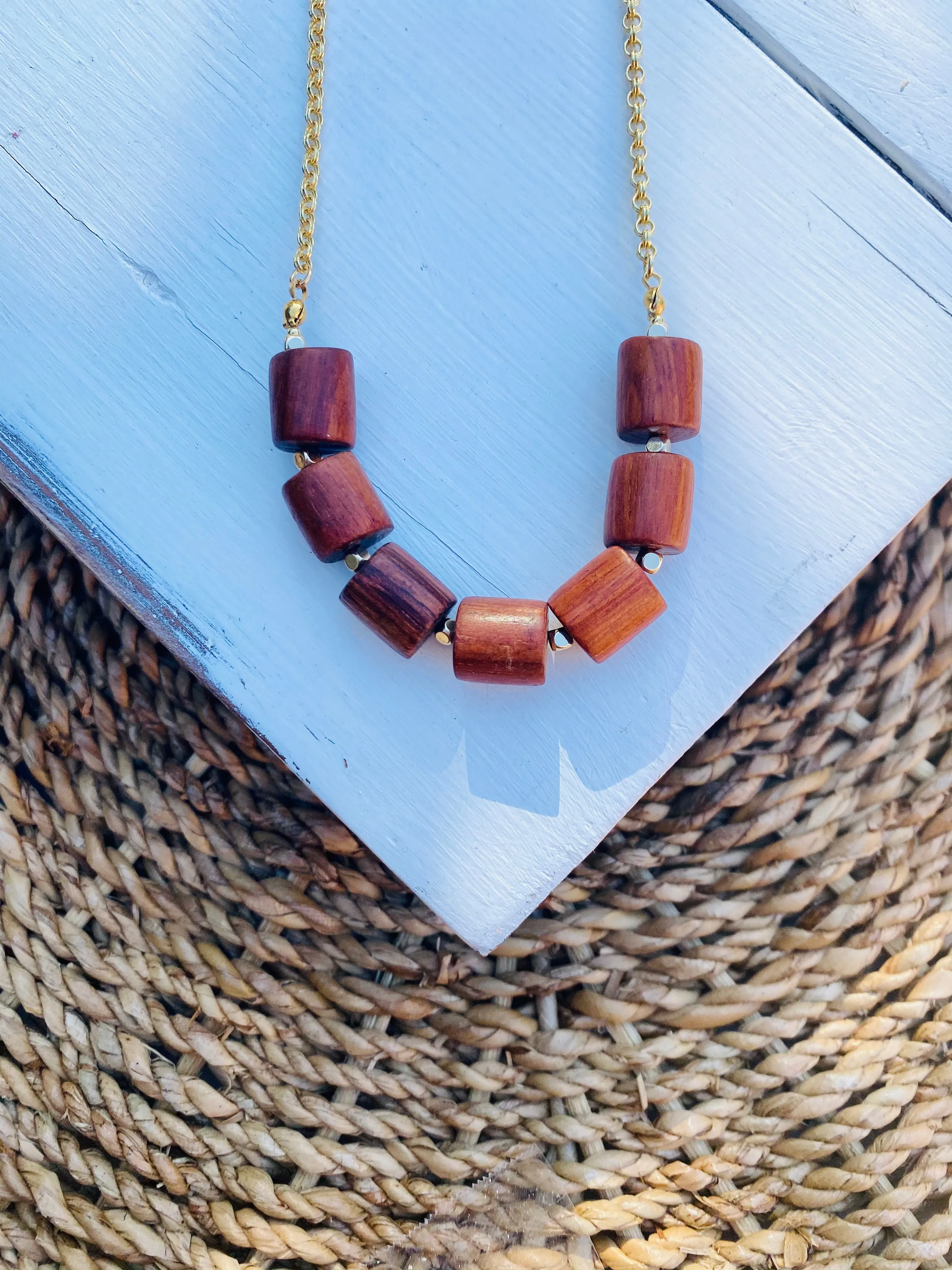 Wood and Gold Necklace