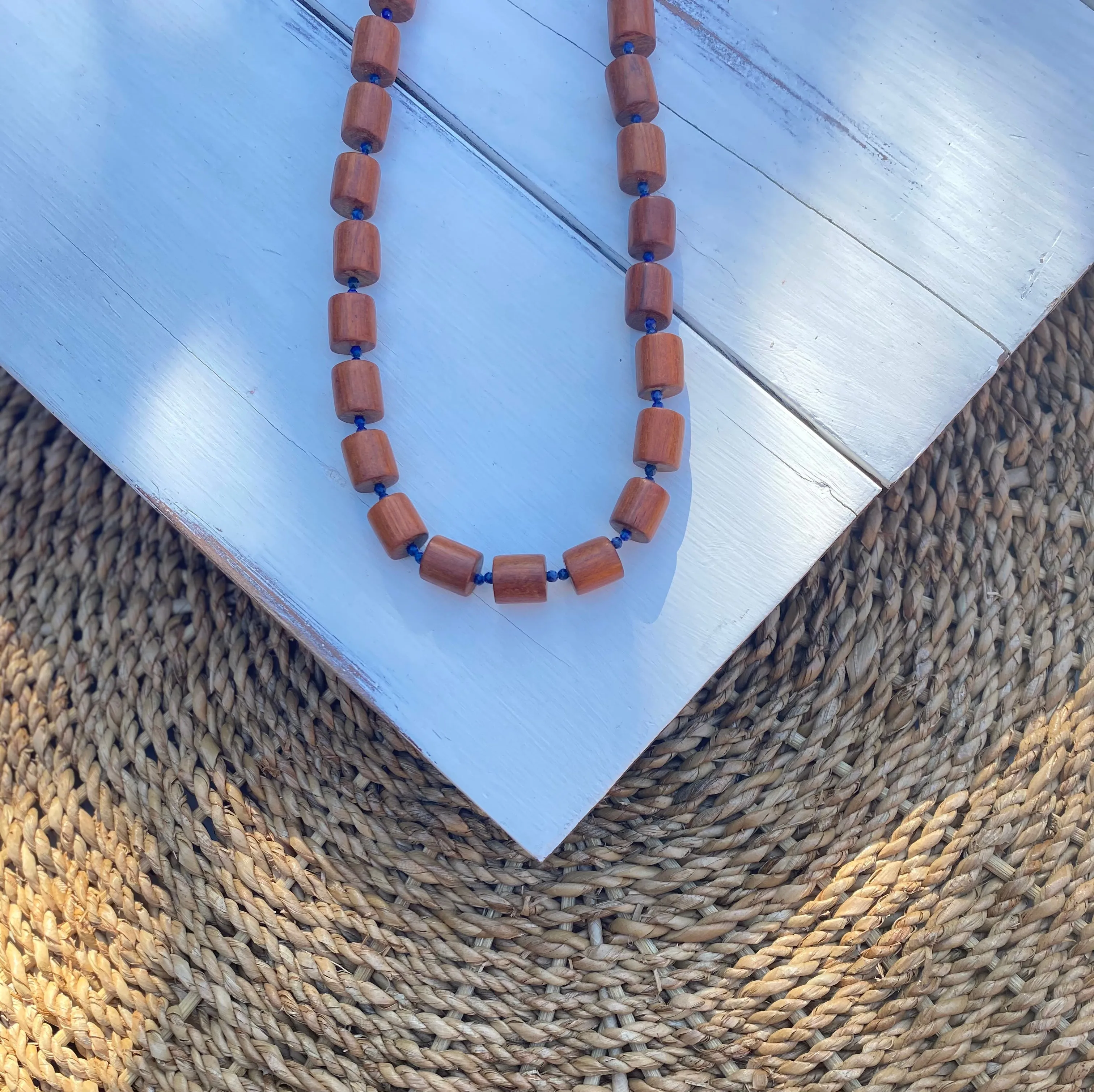 Wood and Lapiz Necklace