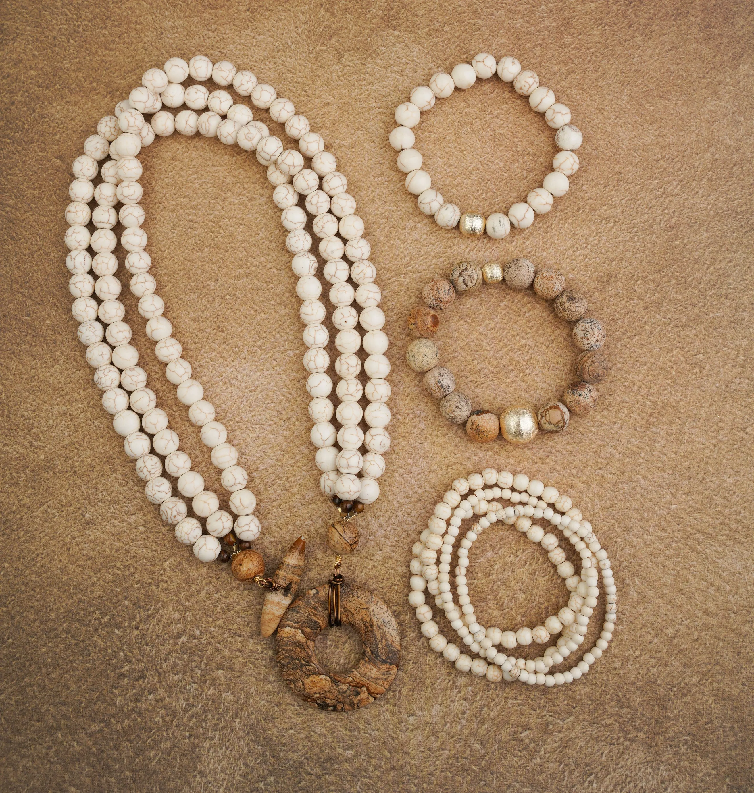 Wood Jasper & White Howlite