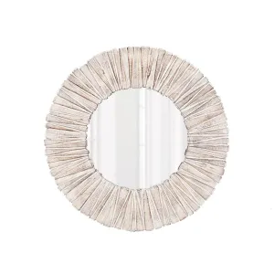 Wood Slat Round Mirror