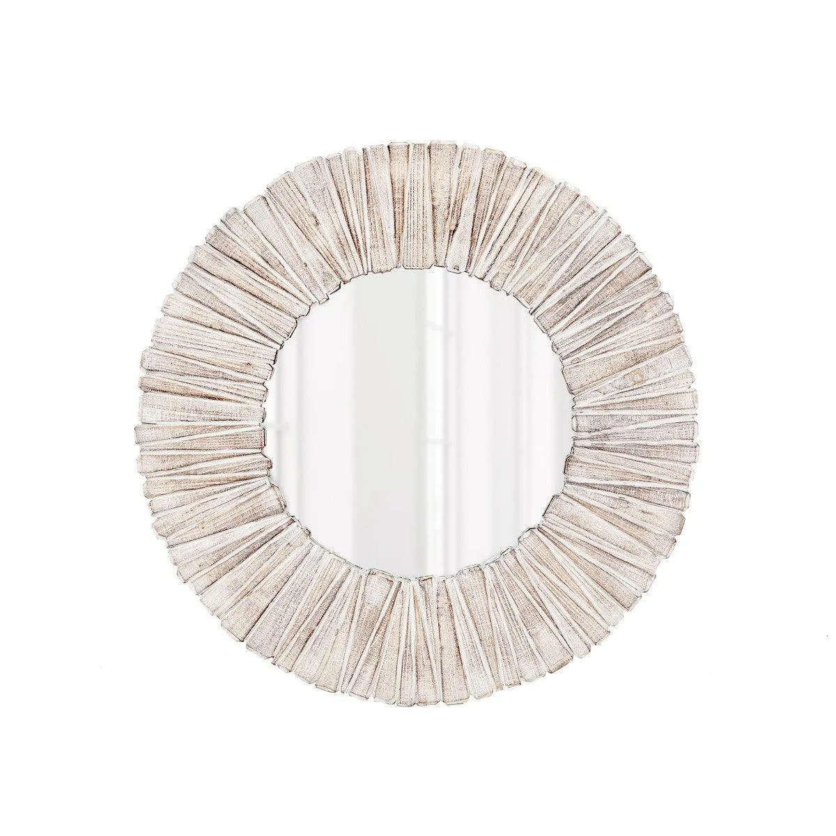 Wood Slat Round Mirror