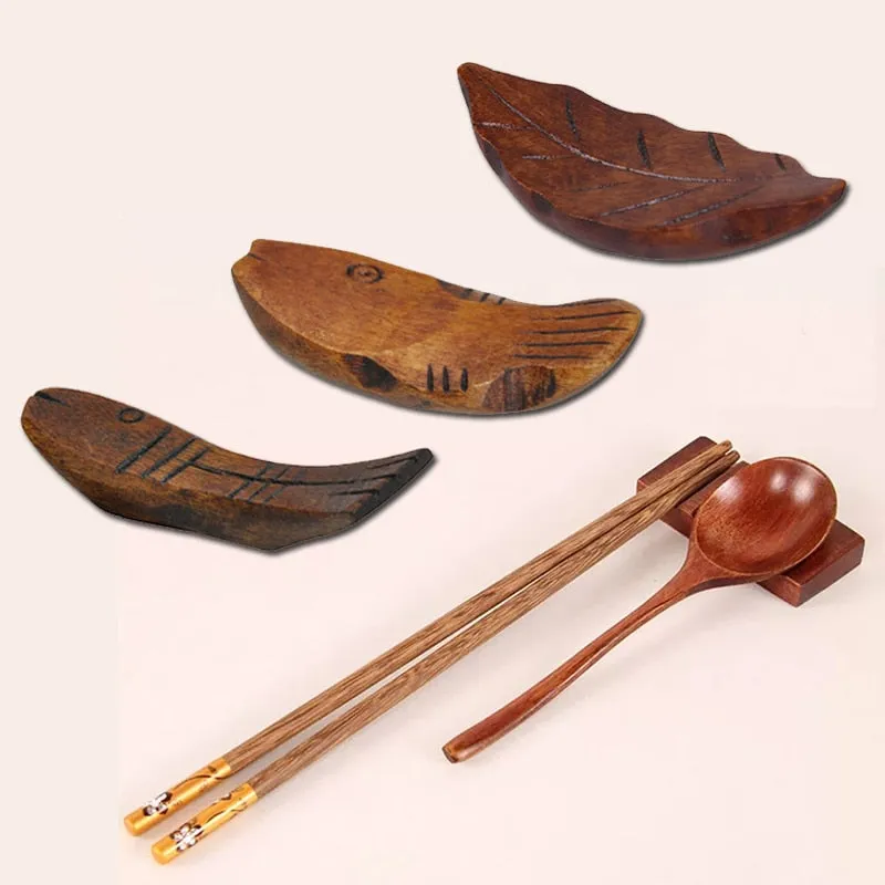 Wooden Chopsticks & Spoon With Chinese Style Rest Holders