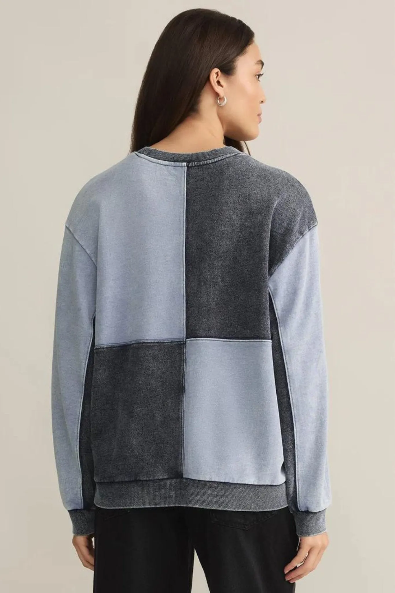 Z Supply: Fair & Square Denim Sweatshirt in Washed Indigo