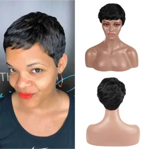 Zaela | Black Short Pixie Cut Wavy Synthetic Hair Wig