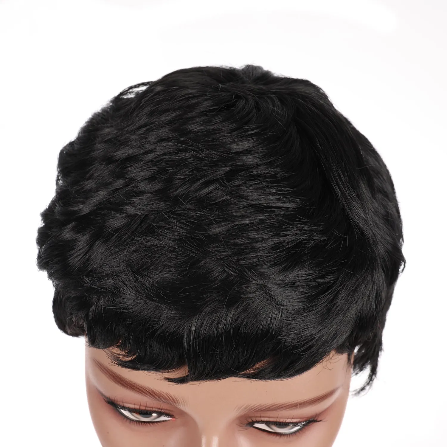 Zaela | Black Short Pixie Cut Wavy Synthetic Hair Wig