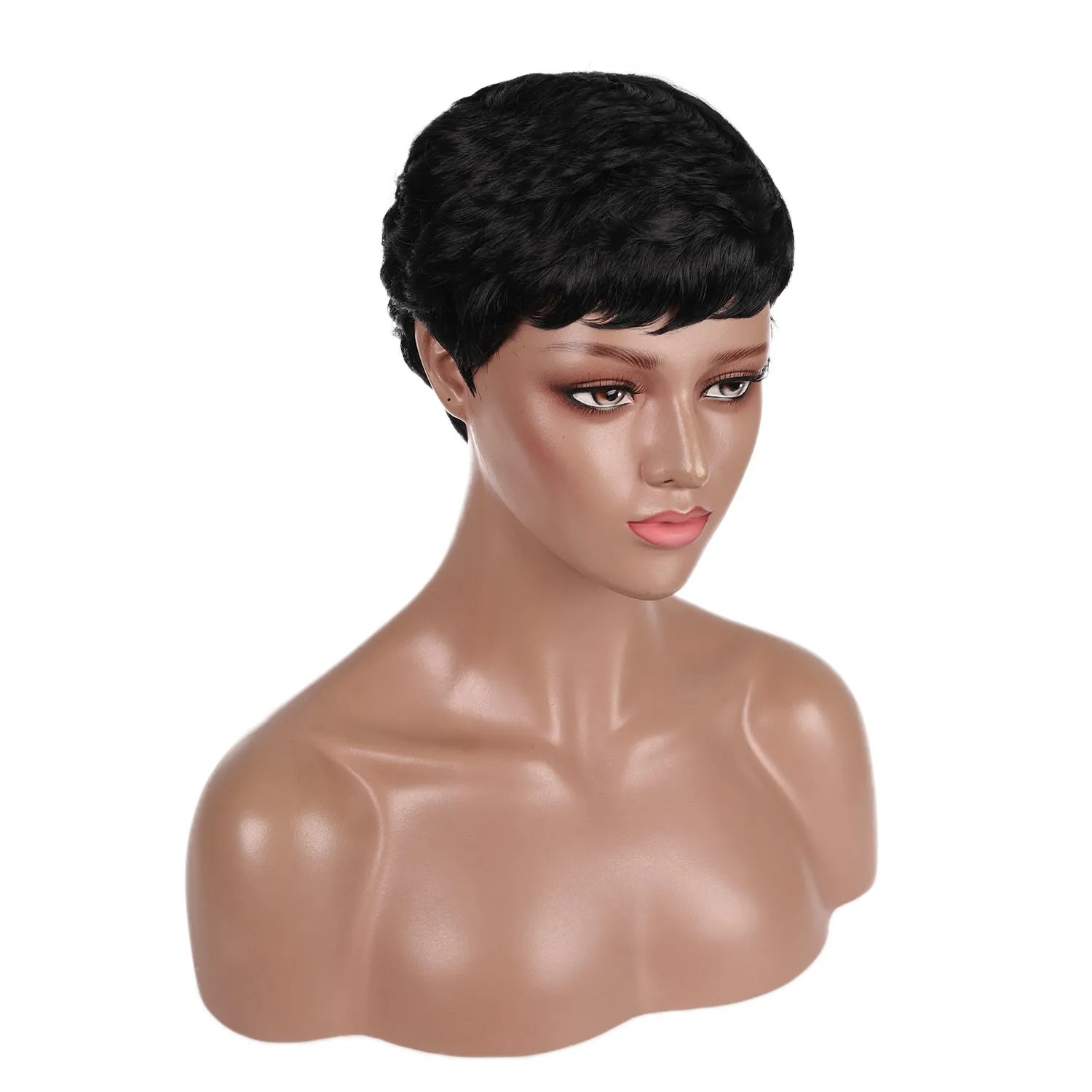Zaela | Black Short Pixie Cut Wavy Synthetic Hair Wig