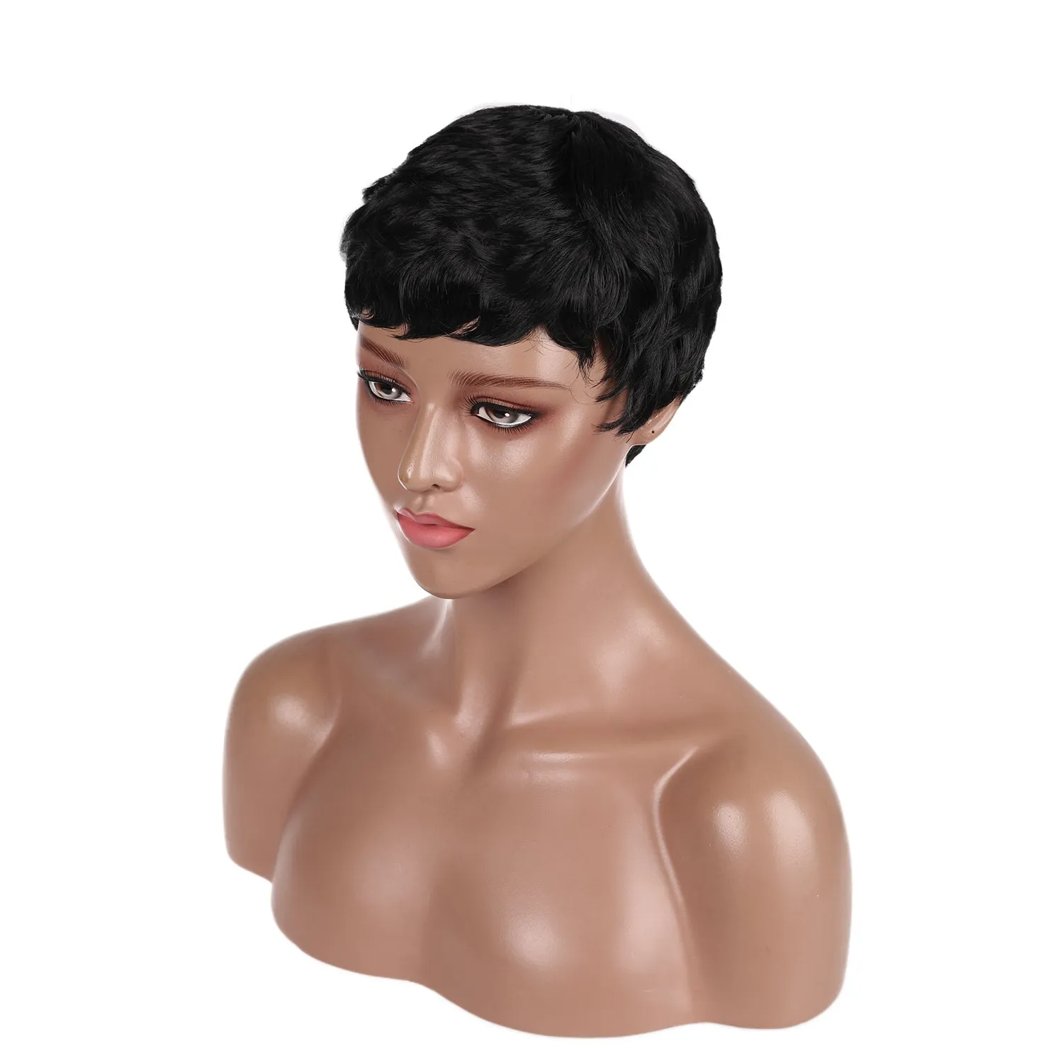 Zaela | Black Short Pixie Cut Wavy Synthetic Hair Wig