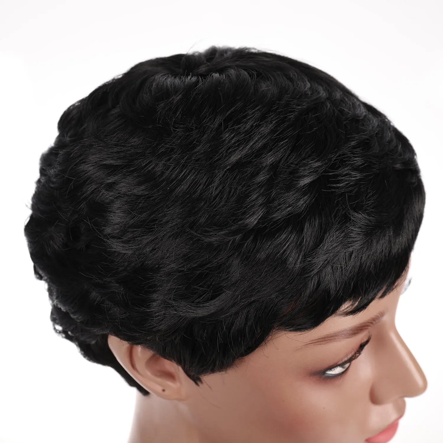 Zaela | Black Short Pixie Cut Wavy Synthetic Hair Wig