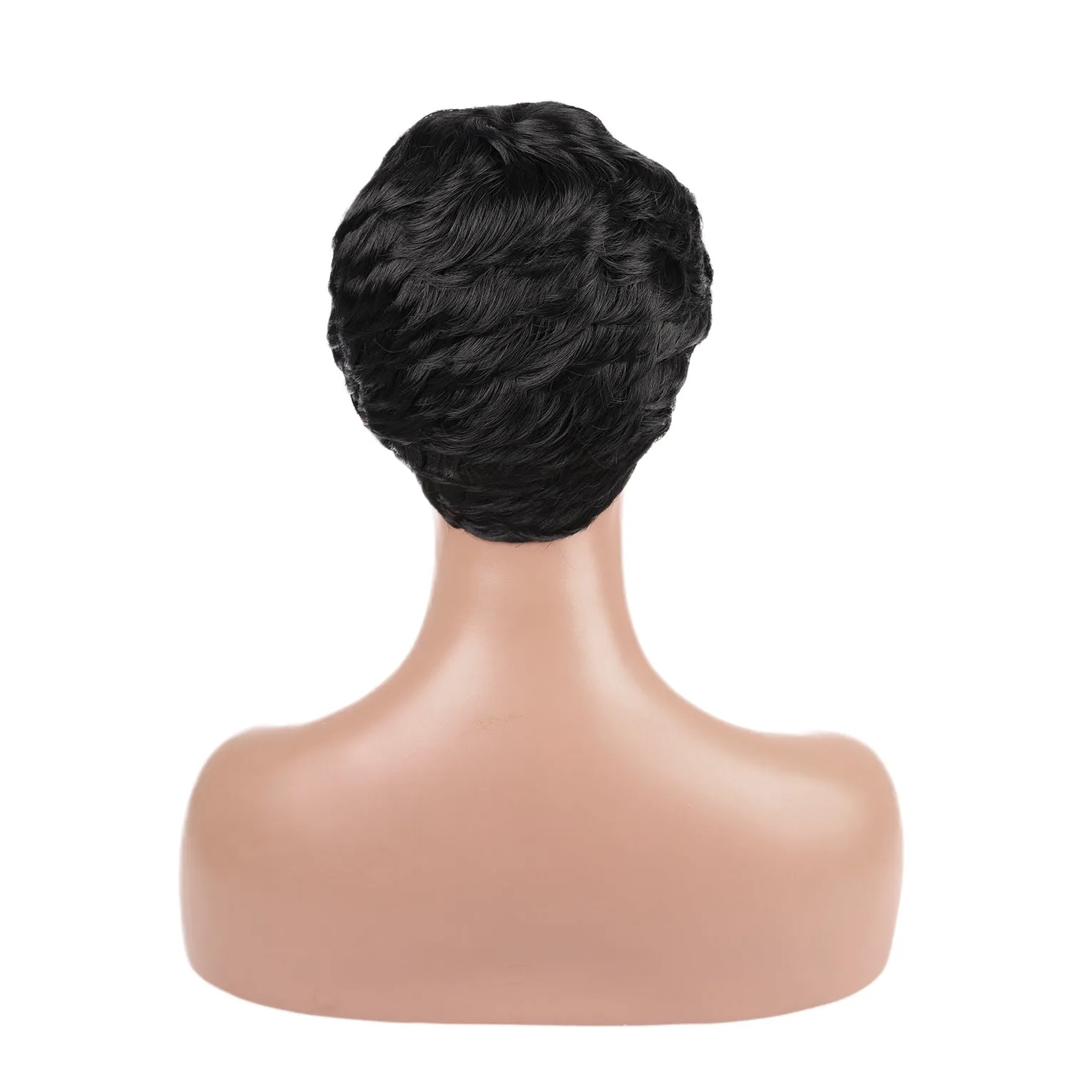Zaela | Black Short Pixie Cut Wavy Synthetic Hair Wig